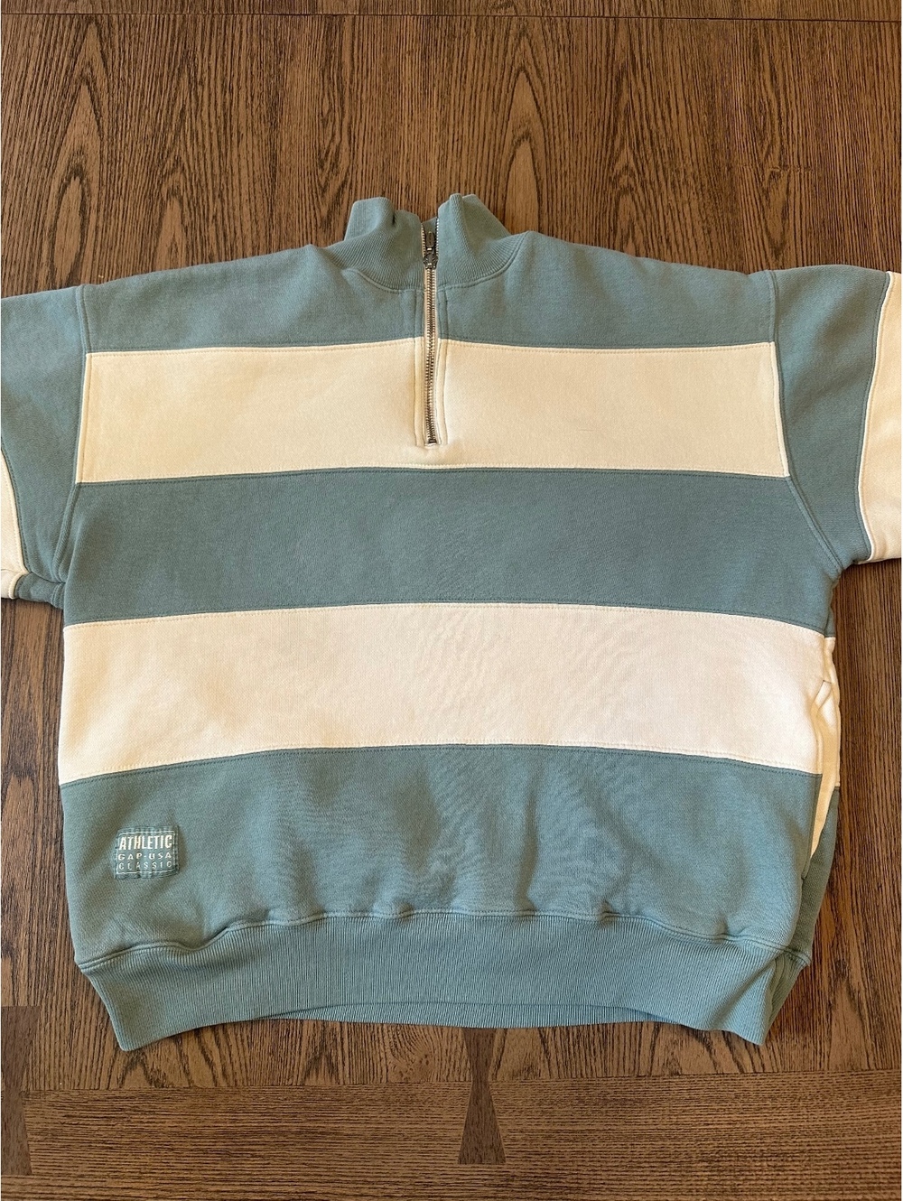 Vintage GAP Athletic Classic Half-Zip Sweatshirt in Blue and White Stripes